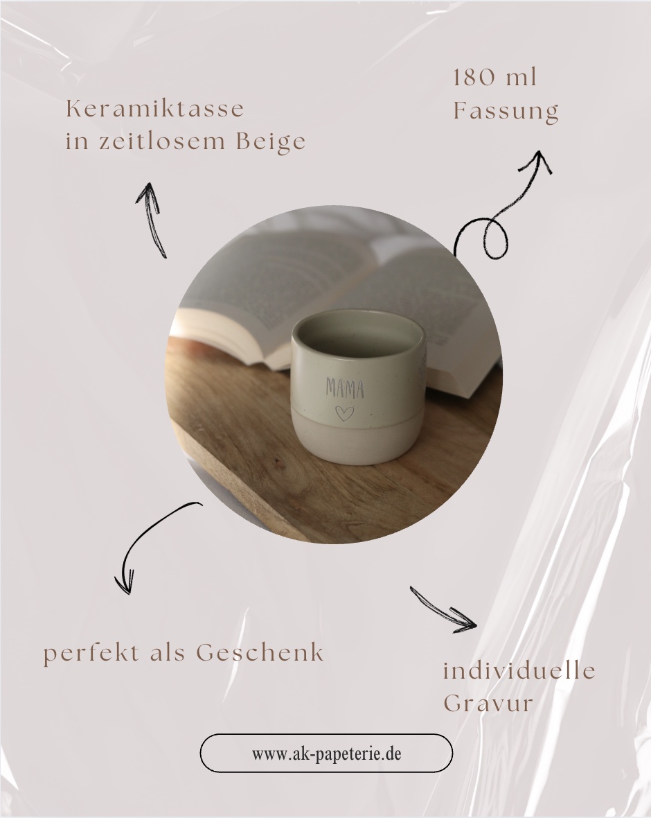 Tasse personalisiert | Keramik Beige – Bild 4