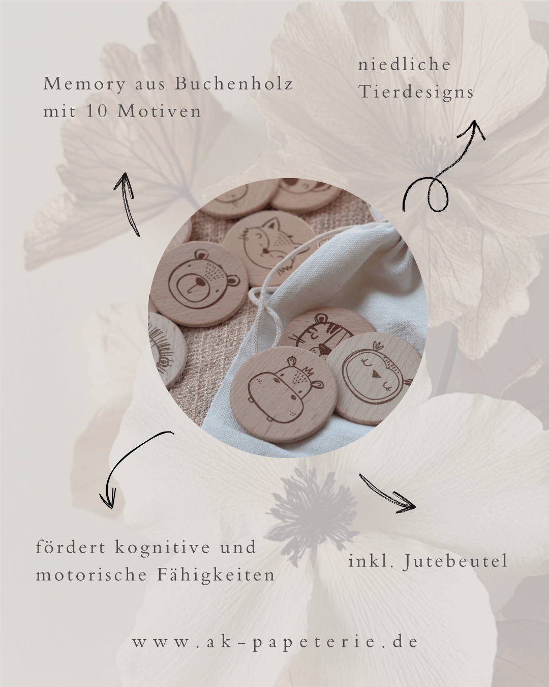 Kindermemory aus Holz mit Tieren – Bild 3