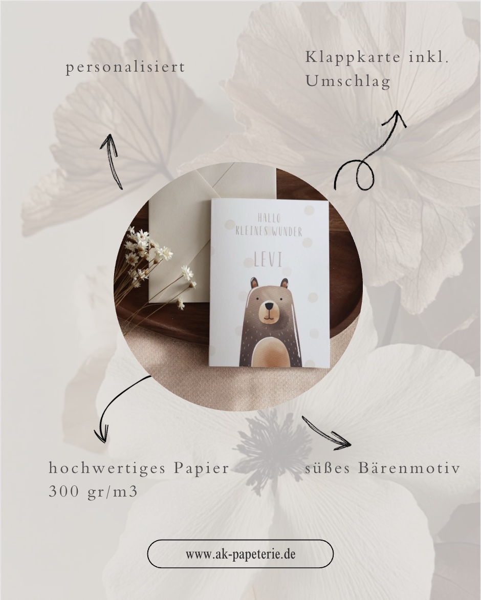 Glückwunschkarte zur Geburt personalisiert Bärenmotiv – Bild 4