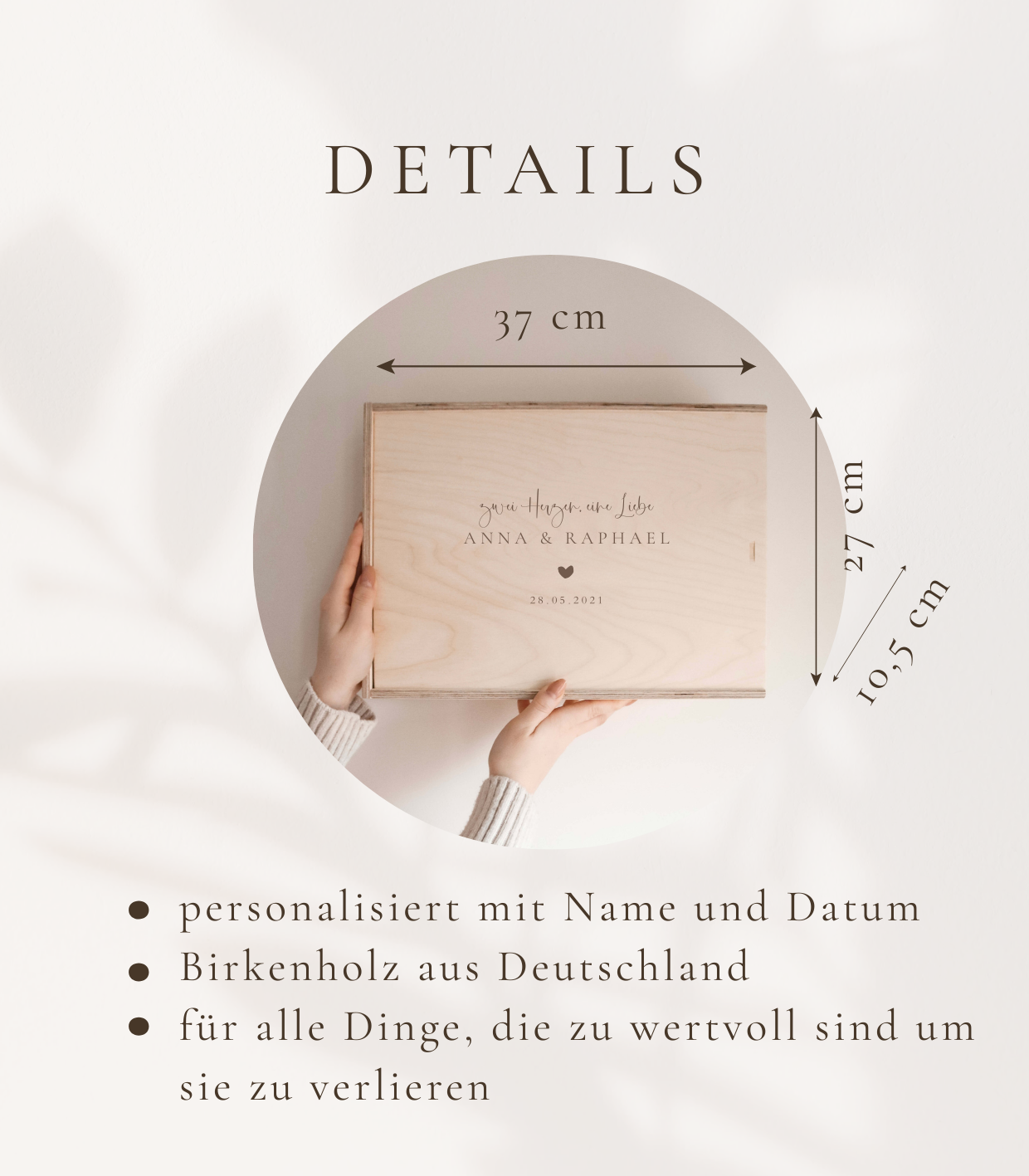 Erinnerungskiste Holz personalisiert, Hochzeit – Bild 3
